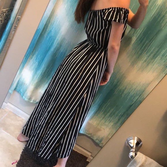 Long Black and White Romper - Picture 2 of 2